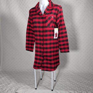 NWT Eddie Bauer® | Rouge Red Buffalo Check Flannel Button-Up Sleep Shirt - S